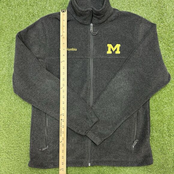 Michigan Wolverines Columbia Fleeece Gray Full Zip Jacket Mens Size Medium - Picture 7 of 8